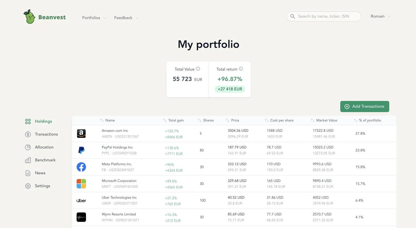 Stock portfolio tracker